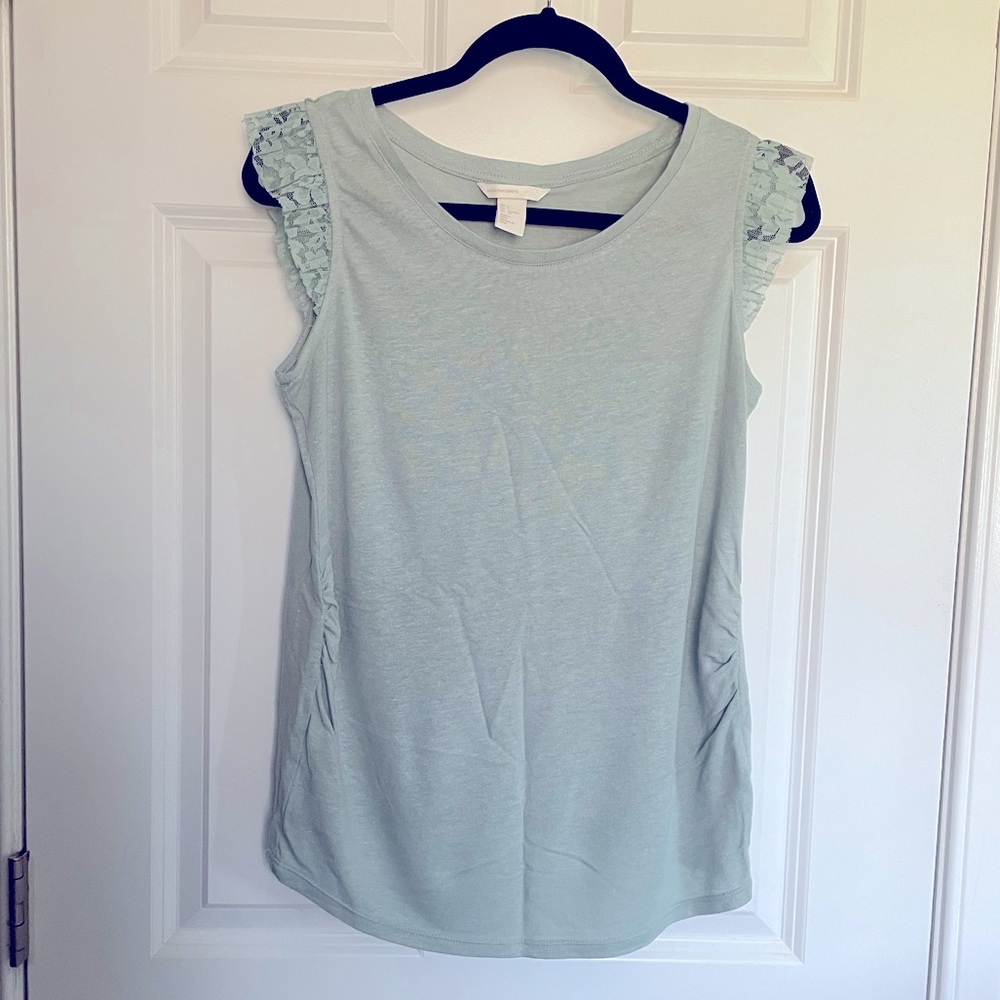 H&M Mama lace flutter sleeve maternity knit tank - Ocean Mist (Size Small)